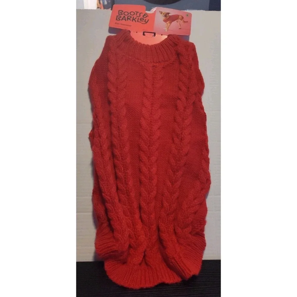 Boots & Barkley Size Large(up to 80lbs) Red Pet Sweater